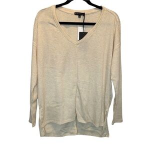 Gibson Look Thermal V-Neck Tunic in Oat / Beige Medium NWT NEW